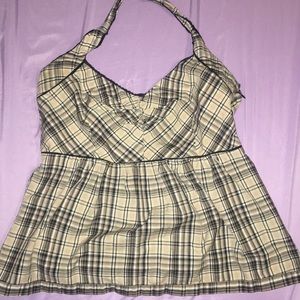 Light brown plaid anthropologie halter baby doll